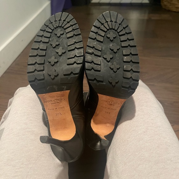 Jimmy Choo Black Biker Distressed Leather
Unlined Knee Length Boots - Picture 8 of 8